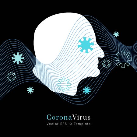 corona virus design template. Medical  handdrawn vector illustration made in flat doodle style.Pandemic risk concept.のイラスト素材