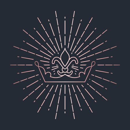 Glitter gold foil crown.Vector isolated icon.Glamour luxury design for selfie or video chat filter.Glow light confetti, bright sequins, sparkle tinsel, abstract bling, shimmer dust.のイラスト素材