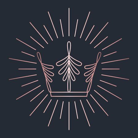 Glitter gold foil crown.Vector isolated icon.Glamour luxury design for selfie or video chat filter.Glow light confetti, bright sequins, sparkle tinsel, abstract bling, shimmer dust.のイラスト素材