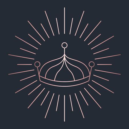 Glitter gold foil crown.Vector isolated icon.Glamour luxury design for selfie or video chat filter.Glow light confetti, bright sequins, sparkle tinsel, abstract bling, shimmer dust.のイラスト素材