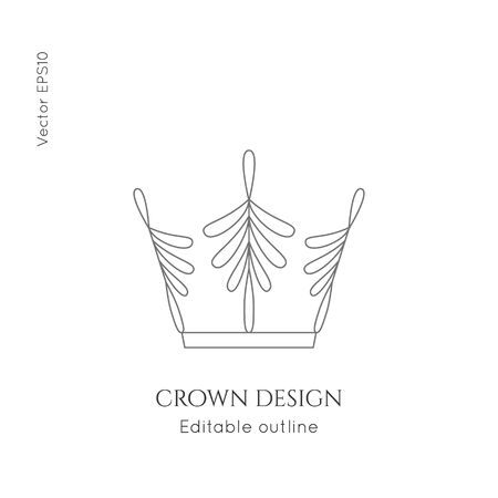 Linear crown vector icon. Royal, luxury symbol. Editable line royalty symbol isolated element. King, queen Template for   branding.のイラスト素材