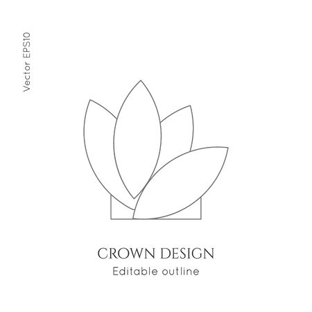 Linear crown vector icon. Royal, luxury symbol. Editable line royalty symbol isolated element. King, queen Template for   branding.のイラスト素材