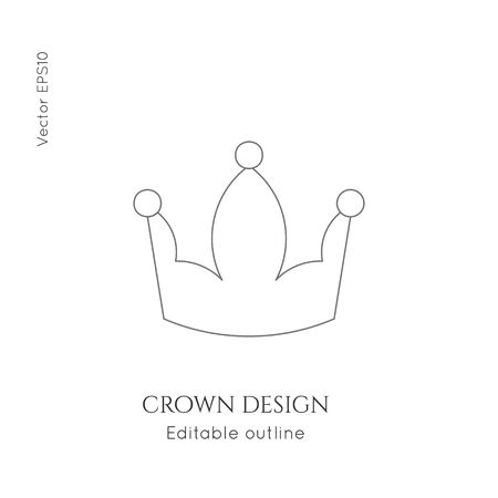 Linear crown vector icon. Royal, luxury symbol. Editable line royalty symbol isolated element. King, queen Template for   branding.のイラスト素材