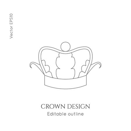 Linear crown vector icon. Royal, luxury symbol. Editable line royalty symbol isolated element. King, queen Template for   branding.のイラスト素材