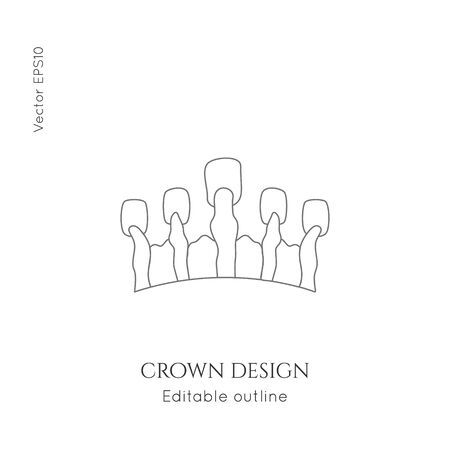 Linear crown vector icon. Royal, luxury symbol. Editable line royalty symbol isolated element. King, queen Template for   branding.のイラスト素材
