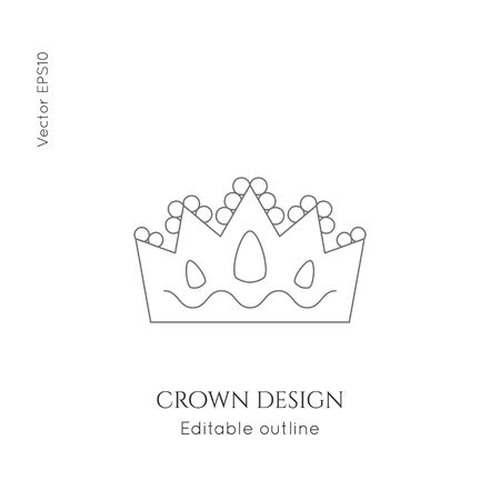 Linear crown vector icon. Royal, luxury symbol. Editable line royalty symbol isolated element. King, queen Template for   branding.のイラスト素材