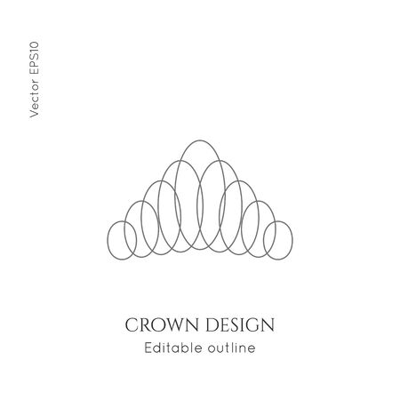 Linear crown vector icon. Royal, luxury symbol. Editable line royalty symbol isolated element. King, queen Template for   branding.のイラスト素材