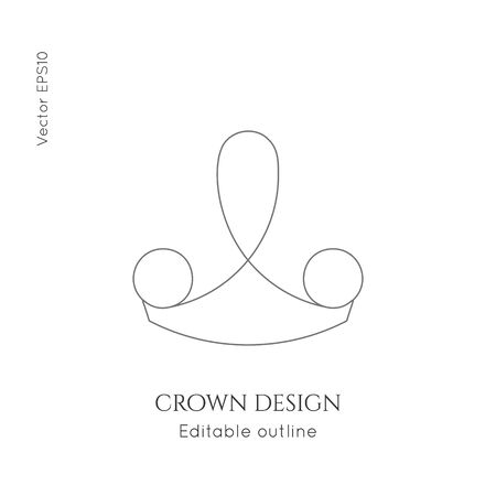 Linear crown vector icon. Royal, luxury symbol. Editable line royalty symbol isolated element. King, queen Template for   branding.のイラスト素材