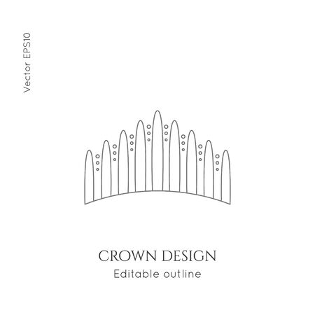 Linear crown vector icon. Royal, luxury symbol. Editable line royalty symbol isolated element. King, queen Template for   branding.のイラスト素材