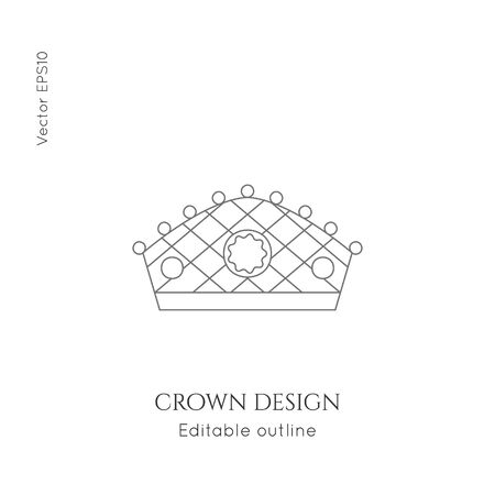 Linear crown vector icon. Royal, luxury symbol. Editable line royalty symbol isolated element. King, queen Template for   branding.のイラスト素材