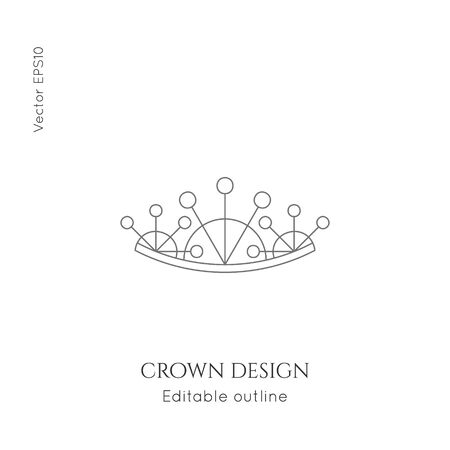 Linear crown vector icon. Royal, luxury symbol. Editable line royalty symbol isolated element. King, queen Template for   branding.のイラスト素材