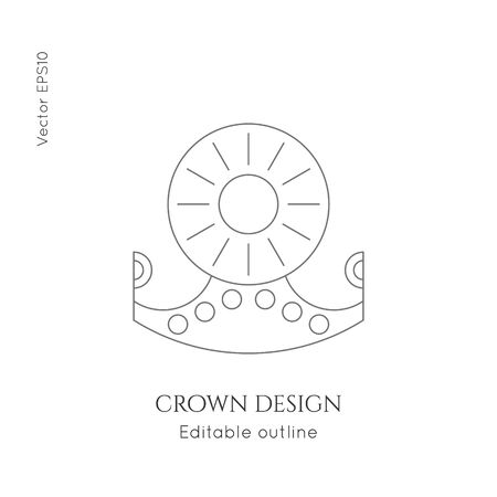Linear crown vector icon. Royal, luxury symbol. Editable line royalty symbol isolated element. King, queen Template for   branding.のイラスト素材
