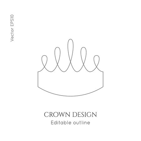 Linear crown vector icon. Royal, luxury symbol. Editable line royalty symbol isolated element. King, queen Template for   branding.のイラスト素材