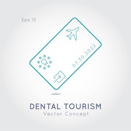 Dental Tourism vector concept. Flat design modern template. Medicine service  stamp overlay.Dentist and Travel symbol icons.Clinic .のイラスト素材