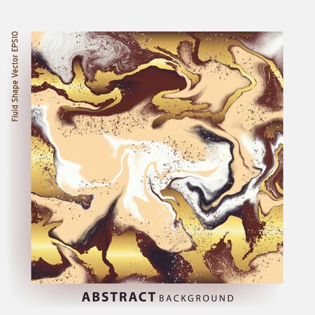 Coffee  brown gold marble abstract background template.Modern and original liquid texture.Good for design covers, presentation, invitation, flyers, posters, business cards and social media.のイラスト素材