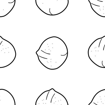 Nuts & seeds seamless pattern. Hand drawn doodle style Vectorのイラスト素材