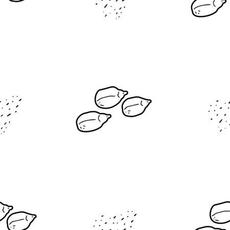Nuts & seeds seamless pattern. Hand drawn doodle style Vectorのイラスト素材