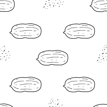 Nuts&seeds pattern. Hand drawn food seamless backgroundのイラスト素材