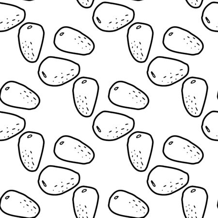 Nuts&seeds pattern. Hand drawn food seamless backgroundのイラスト素材