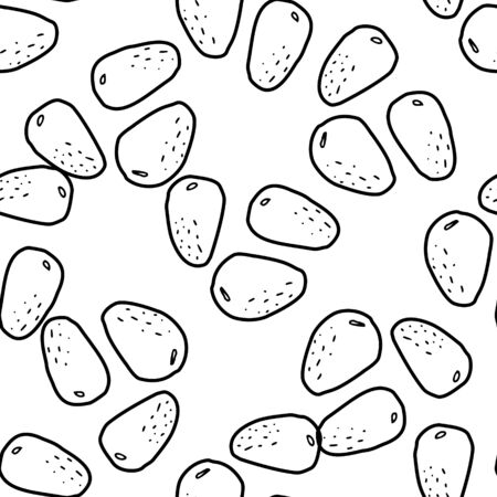 Nuts&seeds pattern. Hand drawn food seamless backgroundのイラスト素材