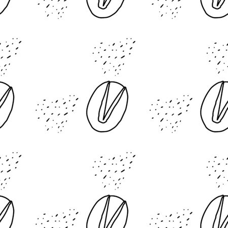 Nuts&seeds pattern. Hand drawn food seamless backgroundのイラスト素材