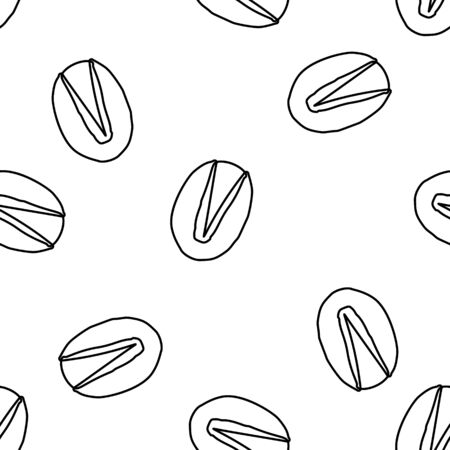 Nuts&seeds pattern. Hand drawn food seamless backgroundのイラスト素材