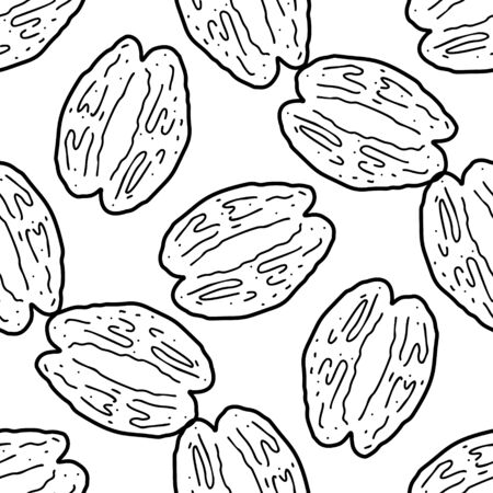 Nuts&seeds pattern. Hand drawn food seamless backgroundのイラスト素材