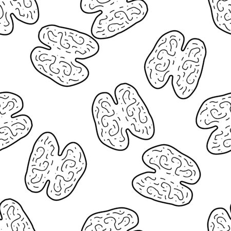 Nuts&seeds pattern. Hand drawn food seamless backgroundのイラスト素材