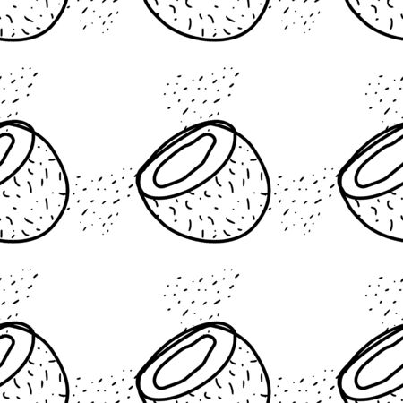 Nuts&seeds pattern. Hand drawn food seamless backgroundのイラスト素材