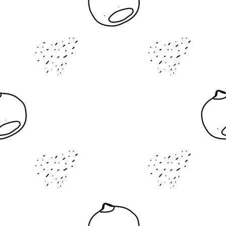 Chestnut hand drawn vector seamless pattern. Outline monochrome texture made in doodle style.Fruit background for package, merch, wallpaper, menu and other design.のイラスト素材