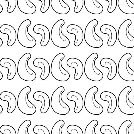 Cashew nut hand drawn vector seamless pattern. Outline monochrome texture made in doodle style.Fruit background for package, merch, wallpaper, menu and other design.のイラスト素材