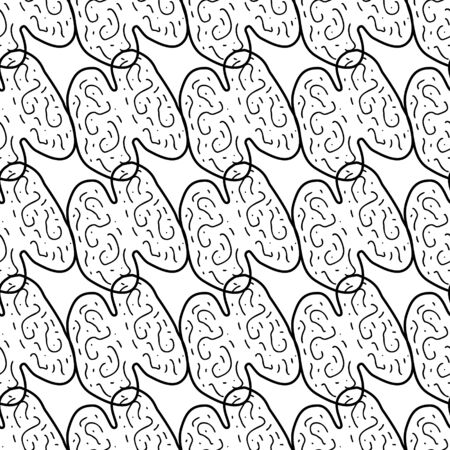 Walnut  hand drawn vector seamless pattern. Outline monochrome texture made in doodle style.Fruit background for package, merch, wallpaper, menu and other design.のイラスト素材