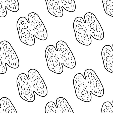 Walnut  hand drawn vector seamless pattern. Outline monochrome texture made in doodle style.Fruit background for package, merch, wallpaper, menu and other design.のイラスト素材