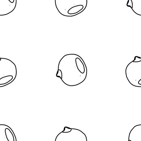 Chestnut hand drawn vector seamless pattern. Outline monochrome texture made in doodle style.Fruit background for package, merch, wallpaper, menu and other design.のイラスト素材