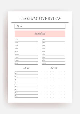 Paper size A4 Vector Planner template. Blank printable vertical notebook page. Business organizer. Calendar daily, weekly, monthly, yearly, habit tracker, project, notes, goals. Week starts on Mondayのイラスト素材