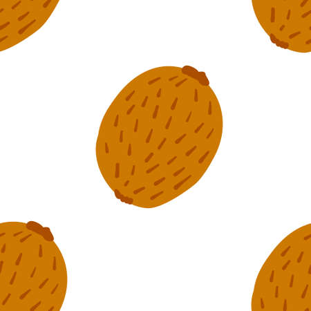 Exotic Kiwi fruit pattern. Vector seamless background made in funny doodle style. Clipart food elements. Hand painted elements.のイラスト素材