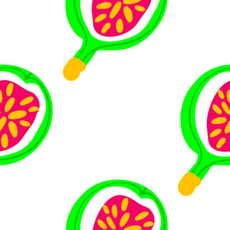 Exotic Fig fruit pattern. Vector seamless background made in funny doodle style. Clipart food elements. Hand painted elements.のイラスト素材