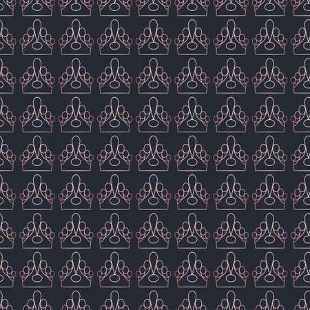 Golden crown seamless vector pattern. Geometric gold outline symbol of royalty. Vintage King and Queen logo Background.のイラスト素材