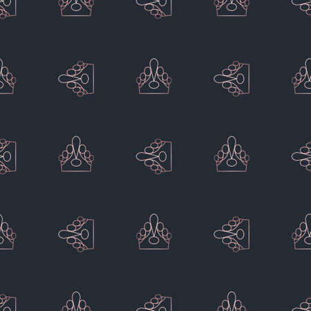 Golden crown seamless vector pattern. Geometric gold outline symbol of royalty. Vintage King and Queen logo Background.のイラスト素材