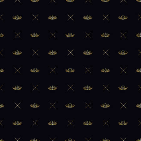 Golden crown seamless vector pattern. Geometric gold outline symbol of royalty. Vintage King and Queen  Background.のイラスト素材
