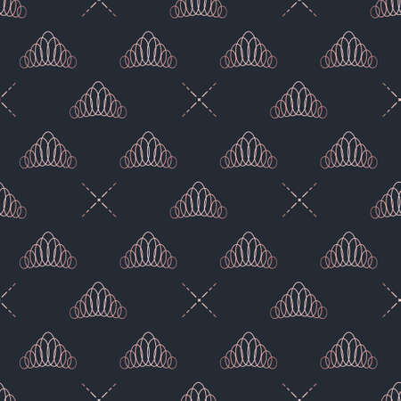 Golden crown seamless vector pattern. Geometric gold outline symbol of royalty. Vintage King and Queen Background.のイラスト素材