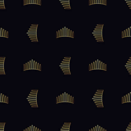Golden crown seamless vector pattern. Geometric gold outline symbol of royalty. Vintage King and Queen Background.のイラスト素材