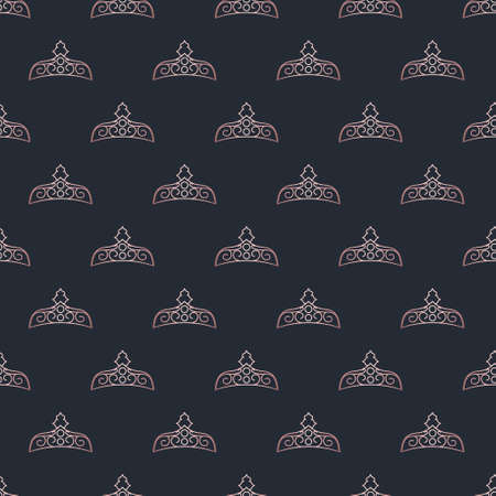 Golden crown seamless vector pattern. Geometric gold outline symbol of royalty. Vintage King and Queen Background.のイラスト素材