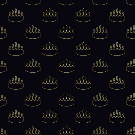 Golden crown seamless vector pattern. Geometric gold outline symbol of royalty. Vintage King and Queen Background.のイラスト素材