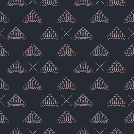 Golden crown seamless vector pattern. Geometric gold outline symbol of royalty. Vintage King and Queen Background.のイラスト素材