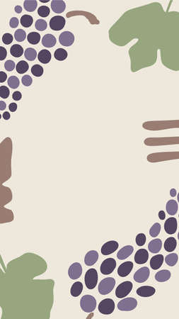 Vector vertical background with abstract elements and shapes in Boho style. Background for social media stories. Minimalist Mid century modern.のイラスト素材