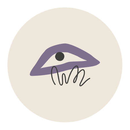 Vector highlight cover with abstract elements and shapes in Boho style. Background for social media stories. Minimalist Mid century modern.のイラスト素材