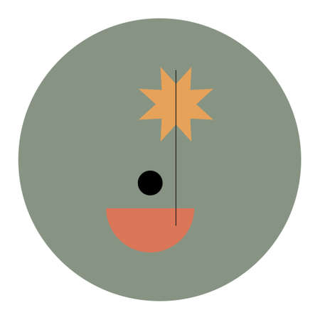 Winter & Christmas Vector highlight cover with abstract elements and shapes in Boho style. Background for social media stories. Minimalist Mid century modern.のイラスト素材