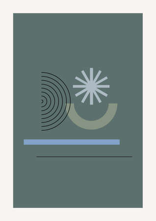 Christmas and Happy New Year Vector composition. Boho wall decor. Mid century modern minimalist art print. Organic natural shape.のイラスト素材