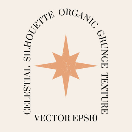 Female  celestial Boho logo in a minimal mid century modern style. Vector logotype design Template with organic textured mystic geometry symbol. For cosmetics, tattoo, Spa, social mediaのイラスト素材